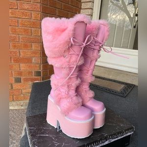 SOLD**DEMONIA Pure Vigilance 2.0 Pink Platform Boots